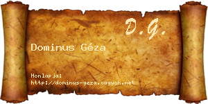 Dominus Géza névjegykártya