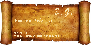 Dominus Géza névjegykártya
